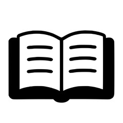 Open Book Minimal Black and White Reading Icon in Line Vector Style