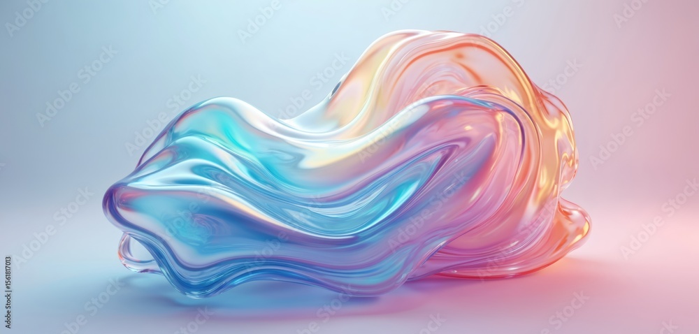 Poster holographic gradient abstract 3d fluid shape, abstract design element with dispersion effect. modern