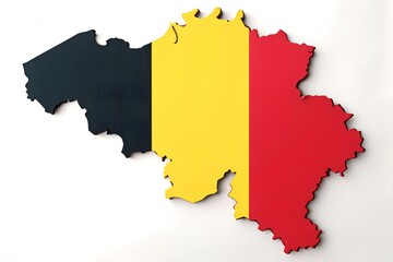 Belgium map with national flag colors, black, yellow