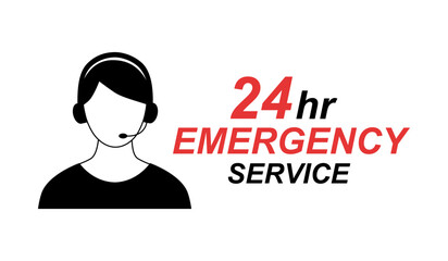 Emergency services 24 hours icon vector illustration. Hotline service symbol.