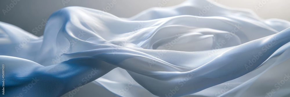 Poster elegant flowing white satin fabric with silky textures in an abstract dynamic design background