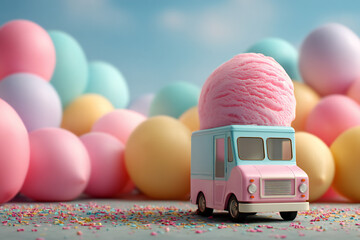 Toy Ice Cream Truck with Cotton Candy Ice Cream