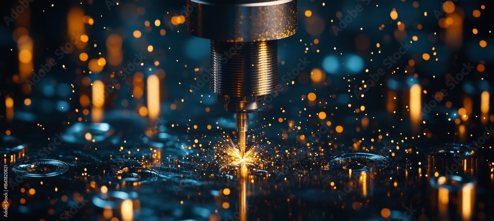 Poster high precision cnc machine in metal finishing workshop with automated industrial processes