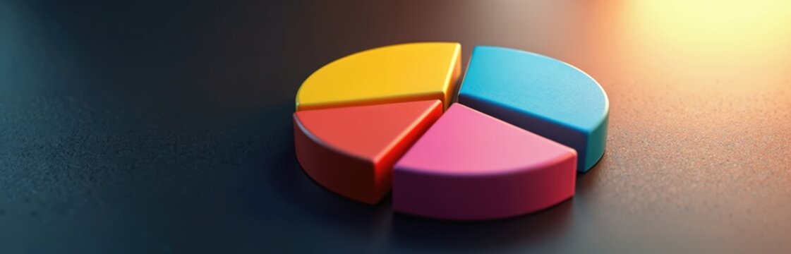 Colorful pie chart represents business concept, innovation segments. Product, process, service areas division. Visualization of strategy, growth, development. Creative design with multiple parts - Powered by Adobe
