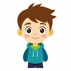 Fototapeta premium cute boy, young boy, adorable child, happy boy, cartoon boy, boy portrait, child character, white background, flat design, boy avatar, boy clipart, child vector, kids illustration, vector child, child