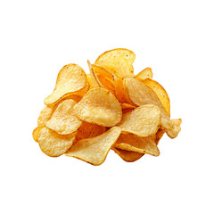 Crispy, golden potato chips piled high, ready for a satisfying snack png