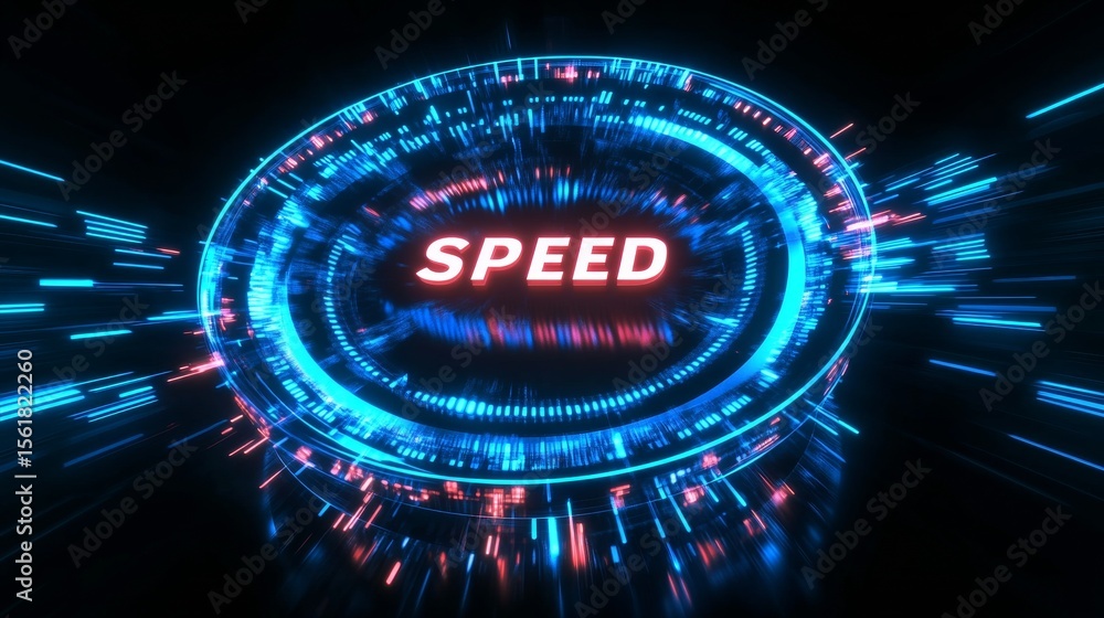 Poster futuristic network technology with high-speed data transfer and modern data visualization techniques