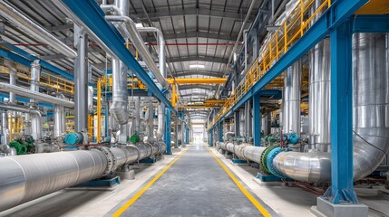Obraz premium Piping systems and equipment inside industrial facilities