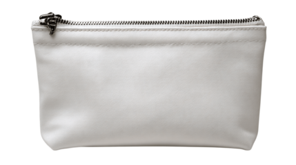 A ergonomic metal zipper pouch, white background --ar 16:9