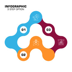 Vector triangle round element for infographic. Template for cycling diagram, graph, presentation. Business concept with 3 options, parts, steps or processes.	