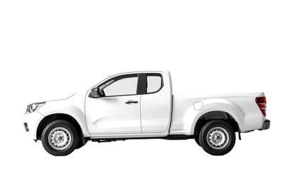 White pickup truck isolated on transparent background