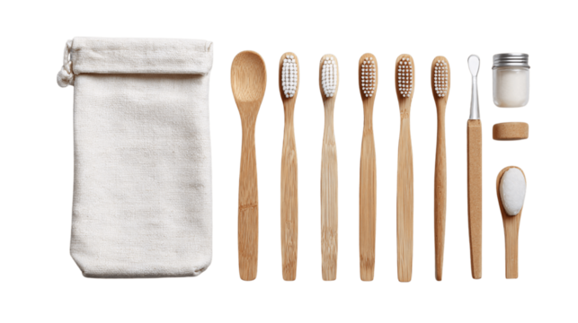 A functional eco-friendly dental kit, white background --ar 16:9