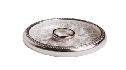 A lightweight engraved ring holder, white background --ar 16:9