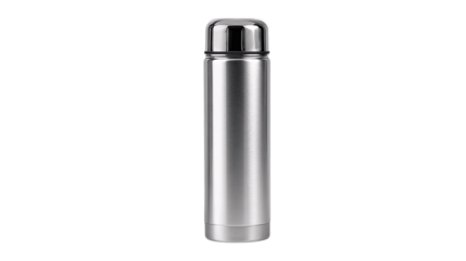 A lightweight steel thermal flask, white background --ar 16:9