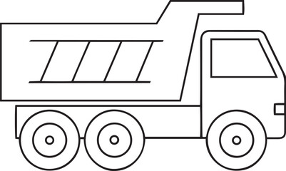 Modern and Clean Vehicle Editable Line Art Vector Icons, Vector illustration of dump truck line art transport logo or icon, dump truck line vector icon illustration