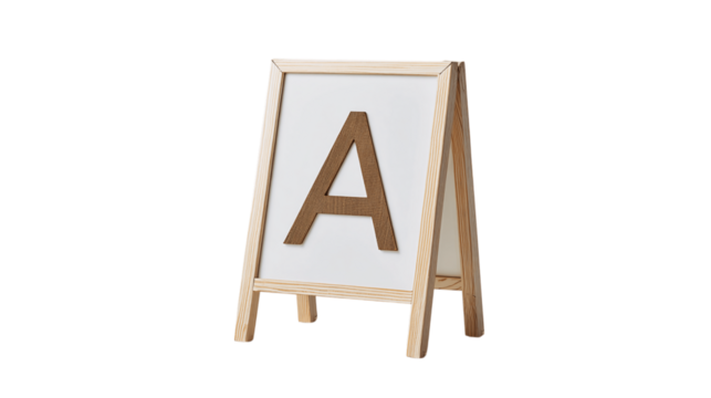 A natural wooden letter board, white background --ar 16:9