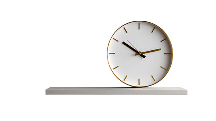 A premium minimalist shelf clock, white background --ar 16:9