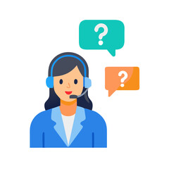 Simple Vector Icon Illustration Of A Female Customer Support
