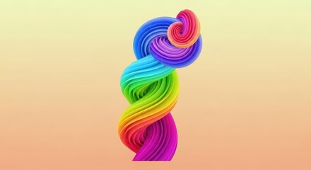 Colorful swirling abstract shape on peach background
