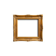 An ornate, empty gold picture frame with intricate carvings png