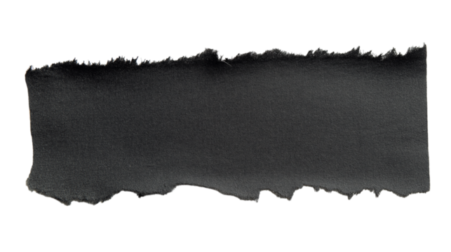  torn piece of black paper with jagged edges isolated on white background
