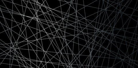 Abstract luxury silver geometric random chaotic lines with many squares and triangles black background. geometric random chaotic seamless line design with transparent background, vector illustration.