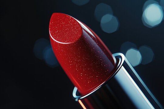 Glamorous Red Lipstick Close-Up