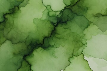 Abstract Green Ink Wash Painting Organic Texture and Flowing Color