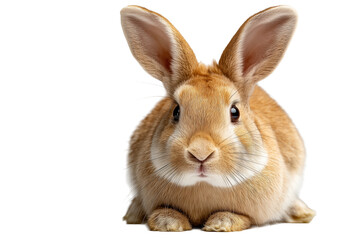 Naklejka premium Cute brown rabbits sitting front view PNG with a transparent background