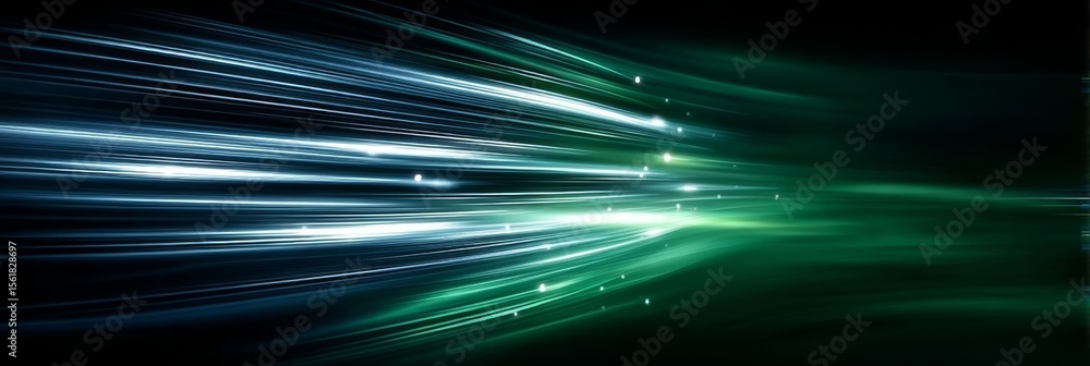 Poster dynamic stream of light and color abstract digital burst with linear movement for high tech design