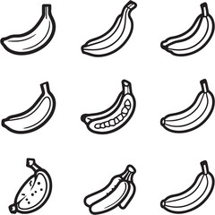 Banana Black Line Editable Icons set