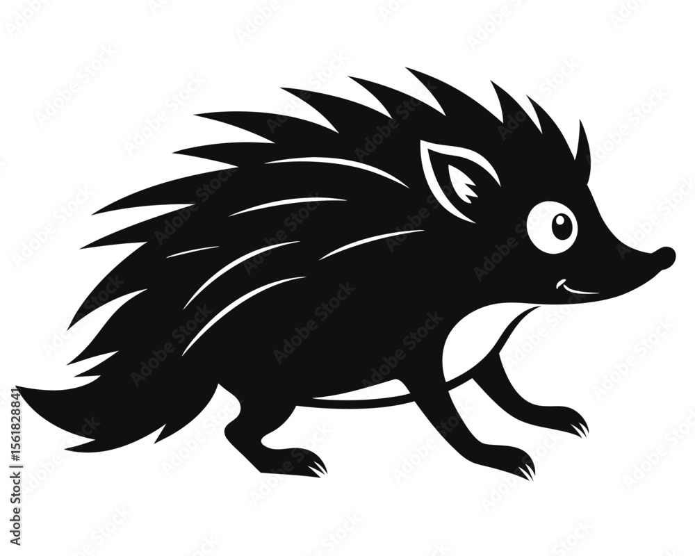 Poster black and white hedgehog vector illustration with transparency suitable for print and digital design