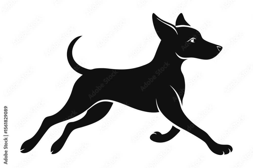 Poster black silhouette of a dog running showing agility and movement suitable for various design projects