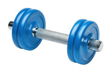 Blue dumbbell isolated on a transparent background