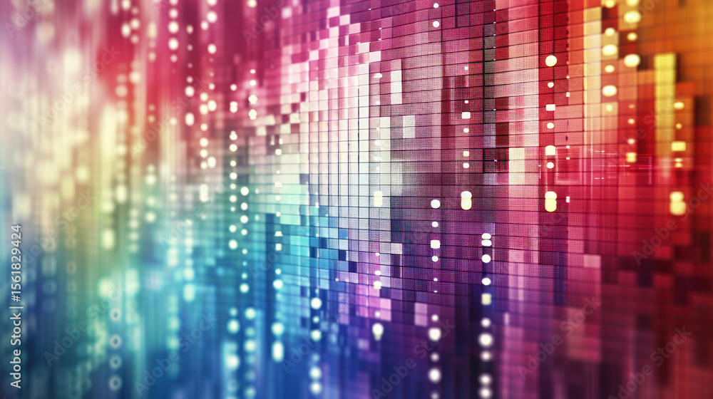 Leinwandbilder colorful abstract digital background with shimmering pixels and vibrant gradients in a futuristic st