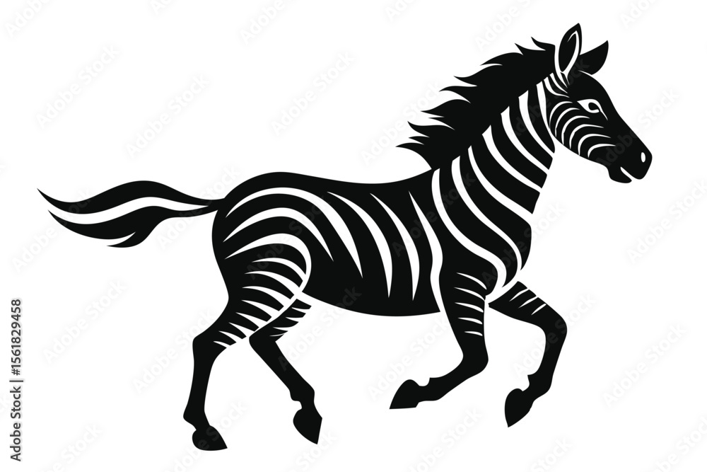 Poster dynamic silhouette of a zebra in motion against a transparent background ready for diverse design pr