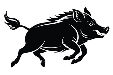 Obraz premium Dynamic silhouette of a wild boar running in profile suitable for various design applications