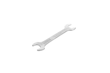 Metal double open-end spanner wrench, a classic hand tool for mechanical tasks, isolated on white background with clipping path.