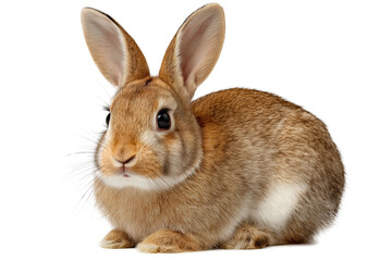 Fototapeta premium Cute brown rabbits sitting front view PNG with a transparent background