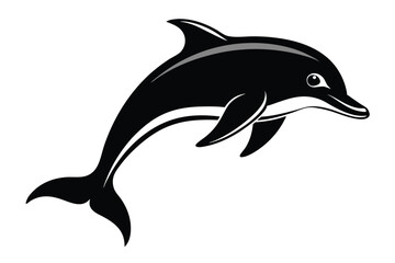 Fototapeta premium Elegant black dolphin vector illustration on a white background perfect for creative design projects