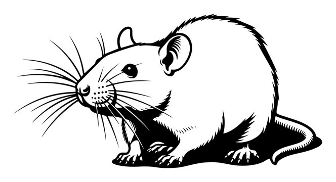 Realistic rat animal sketch illustration