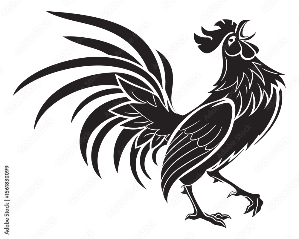 Poster elegant rooster silhouette vector design with transparent background suitable for various creative p