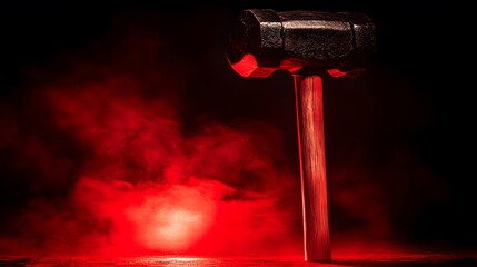 Dark Red Sledgehammer in Smoke Dramatic Scene