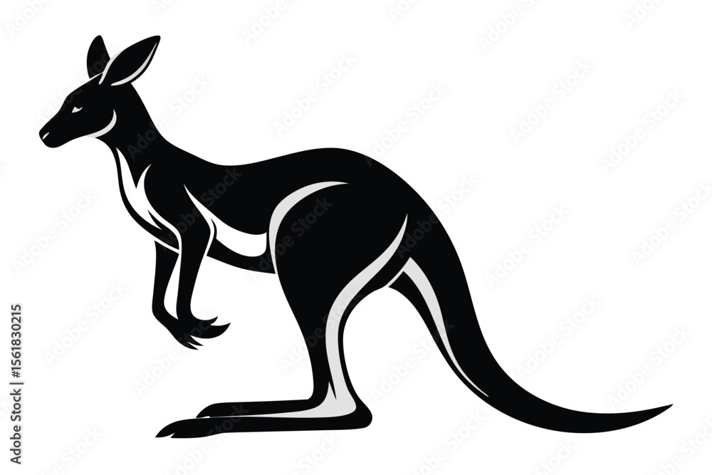 Poster elegant silhouette of a jumping kangaroo with a unique style featuring transparent details perfect f