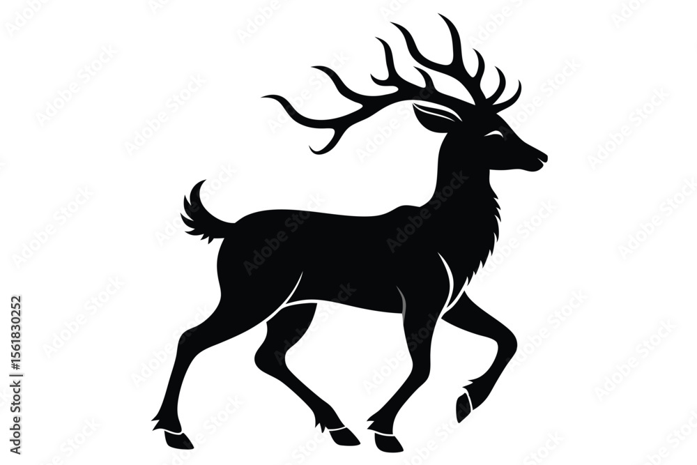 Poster elegant silhouette of a majestic deer running with grace in a simplistic and modern vector design