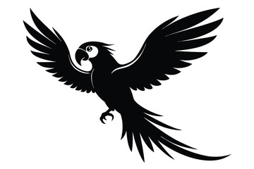 Fototapeta premium Elegant silhouette of a parrot in flight shows dynamic wings and graceful tail feathers