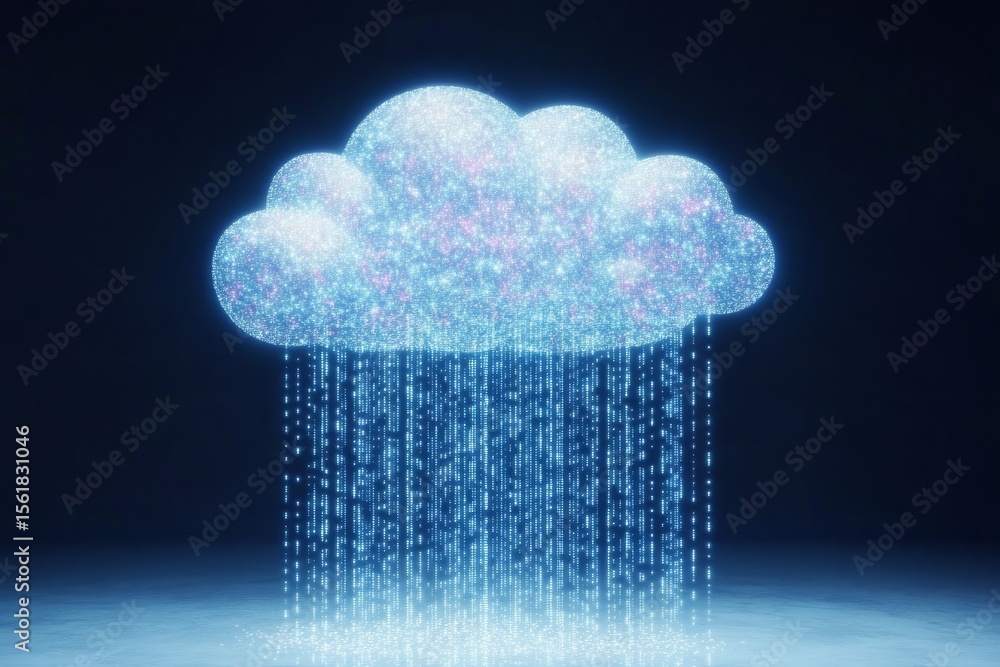 Poster digital cloud rain advanced artificial intelligence and network solutions for future technologies