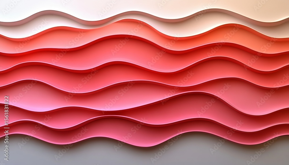 Poster subtle abstract wavy background featuring a coral and soft pink gradient with gentle 3d waves design