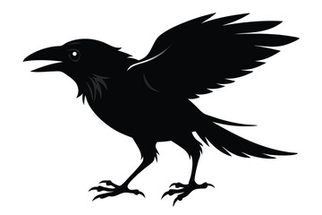 Obraz premium Silhouette of a raven with open wings depicted with stylized design perfect for graphic design projects.