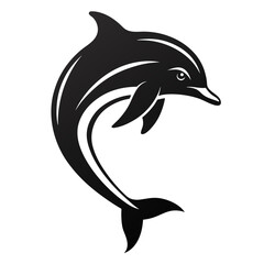 Obraz premium Leaping Dolphin Silhouette Perfect for Wildlife Poster Kids Illustration and Nautical Art Projects